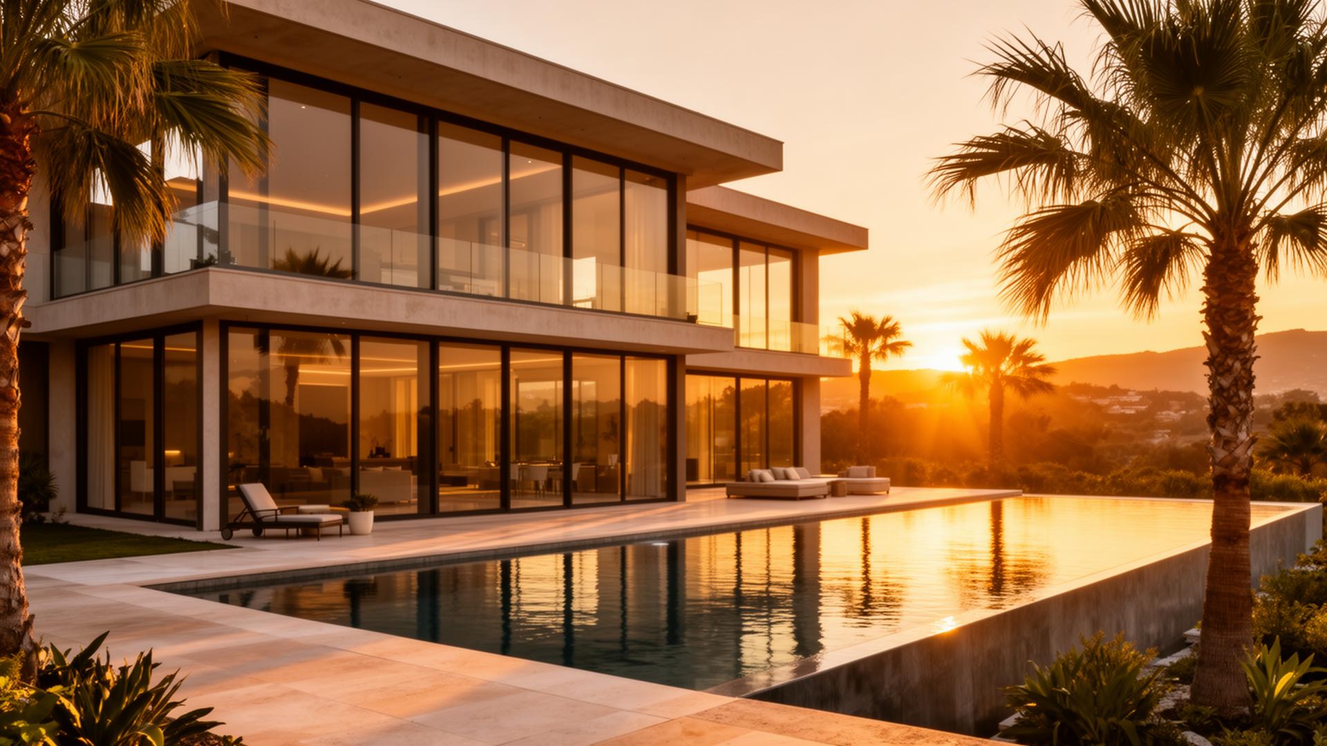 Luxury Indian villa at sunset